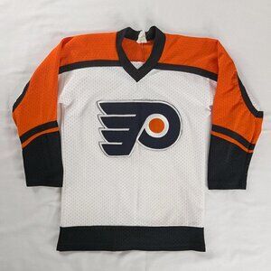 VTG 80s Philadelphia Flyers CCM Logo Jersey Orange White Black